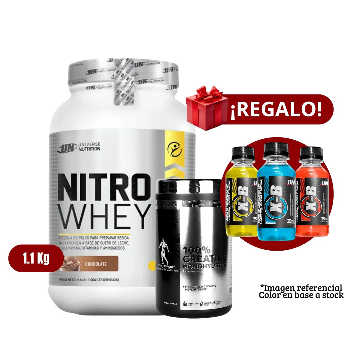 UNIVERSE NUTRITION - Proteína Nitro Whey 11Kg Chocolate+Kevine Levrone 500g+XB