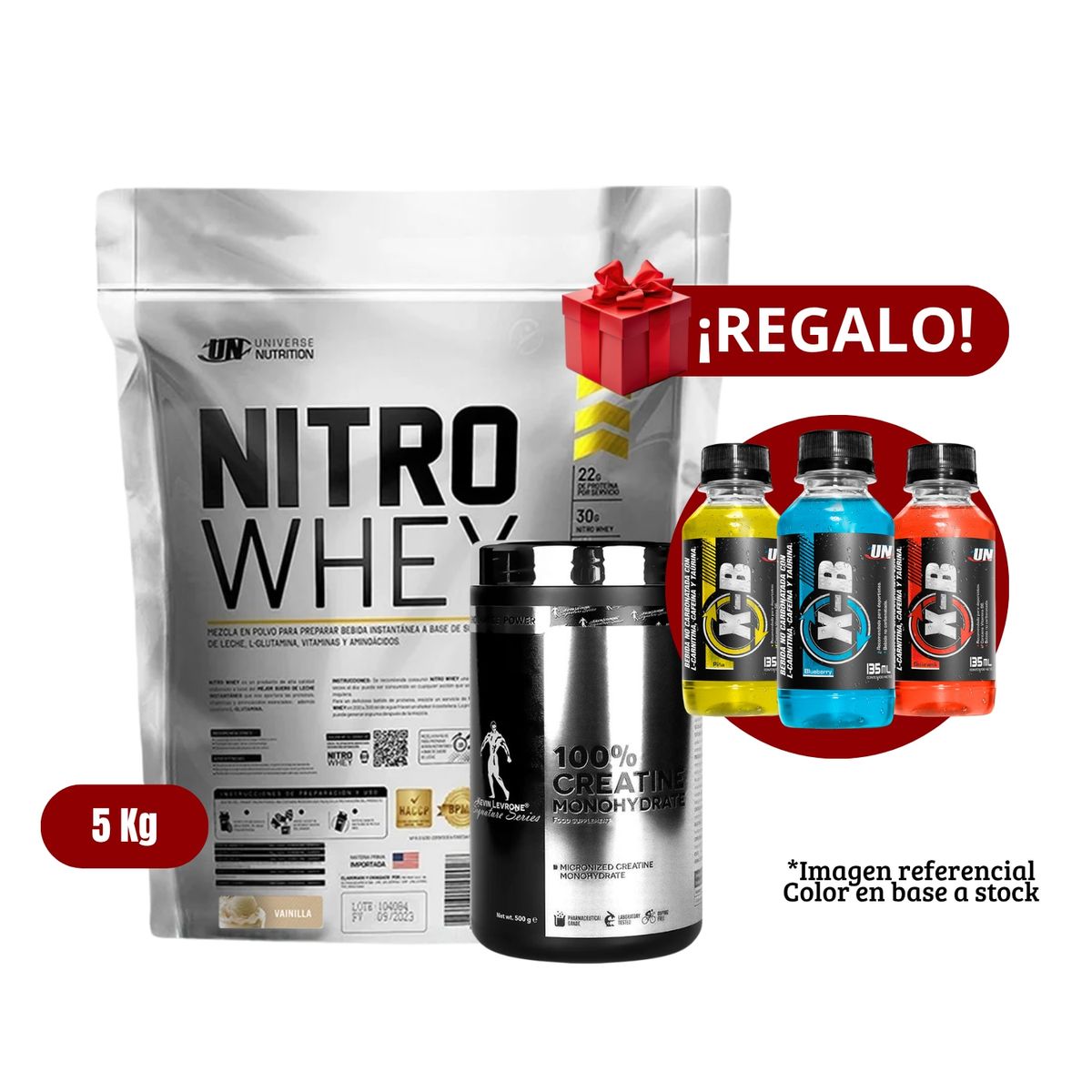 UNIVERSE NUTRITION - Proteína Nitro Whey 5Kg Vainilla+Kevine Levrone 500g+XB