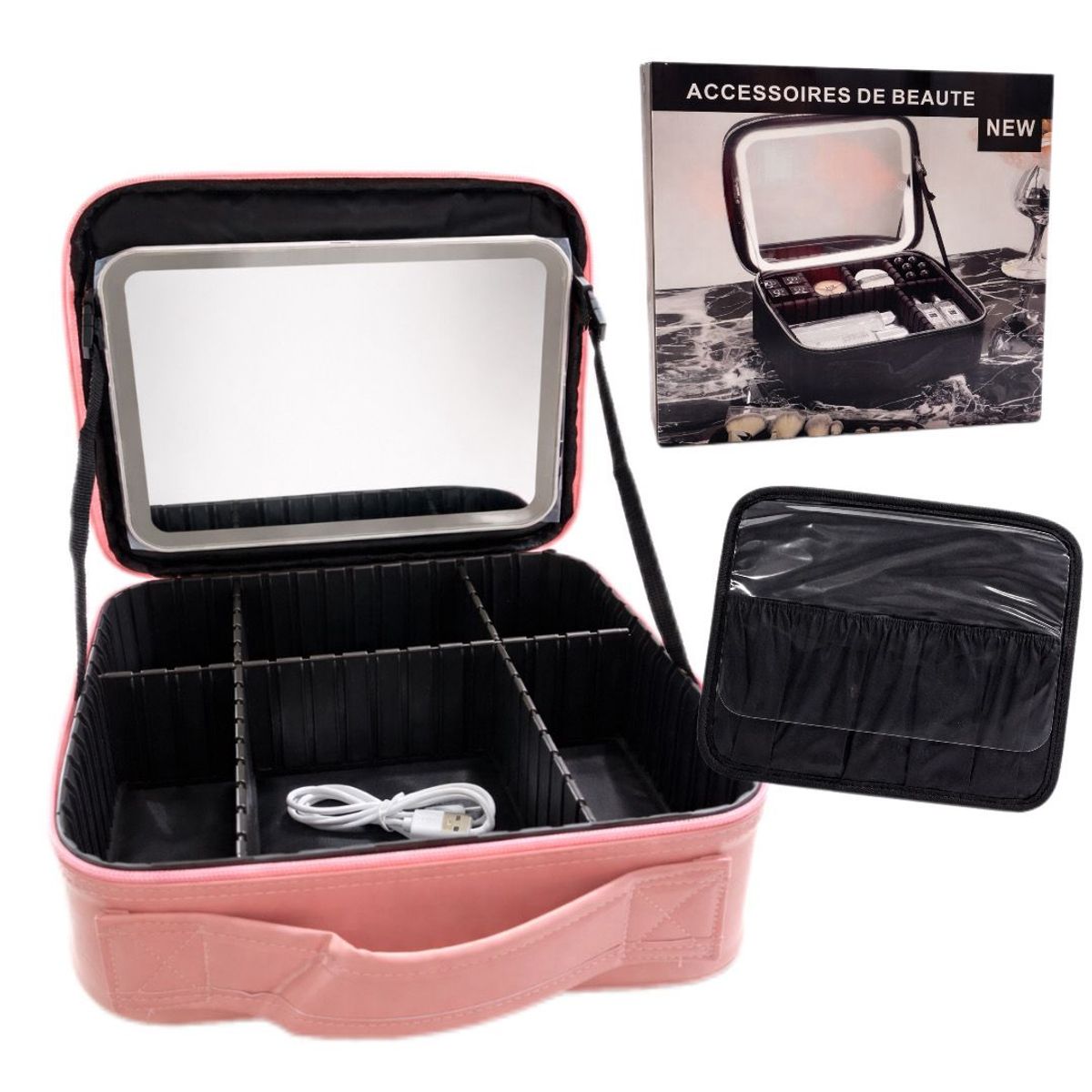 GENERICO - Maleta de maquillaje inteligente con espejo luz LED