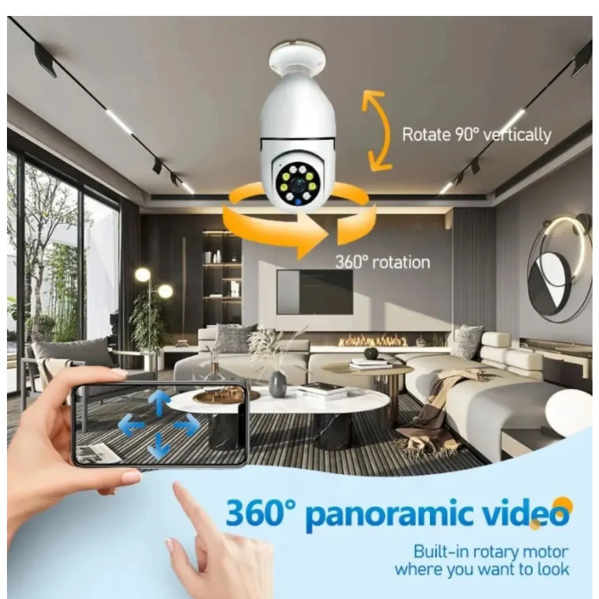 GENERICO - Foco Cámara Espía 360 Wifi Vigilancia Sensor de movimiento