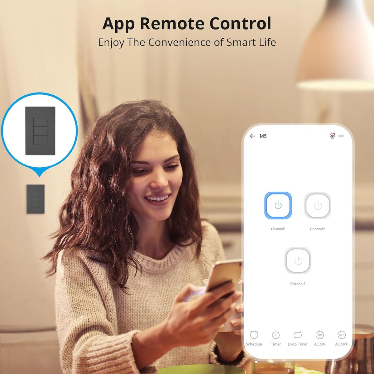 SONOFF - Interruptor Inteligente Sonoff M5 Negro 3 Botones Wifi