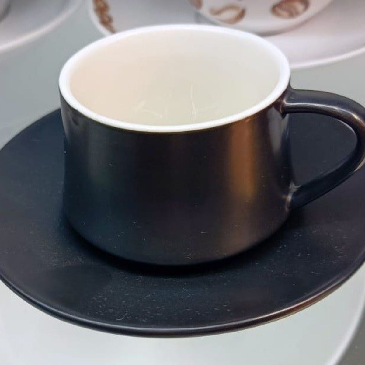 GENERICO - Juego de 6 Tazas con Plato Vintage Black