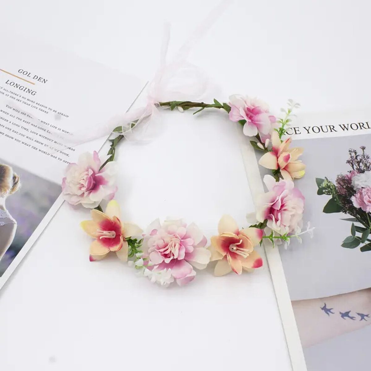 GENERICO - TIARA CORONA VINCHA DE FLORES PARA PROMOCION DE COLEGIO