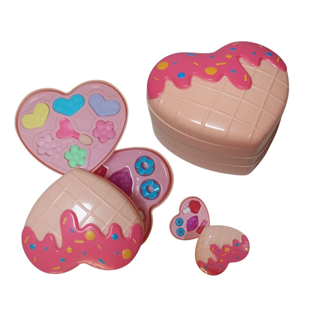GENERICO - Set de Maquillaje Infantil Estuche en Forma de Corazón 3en1