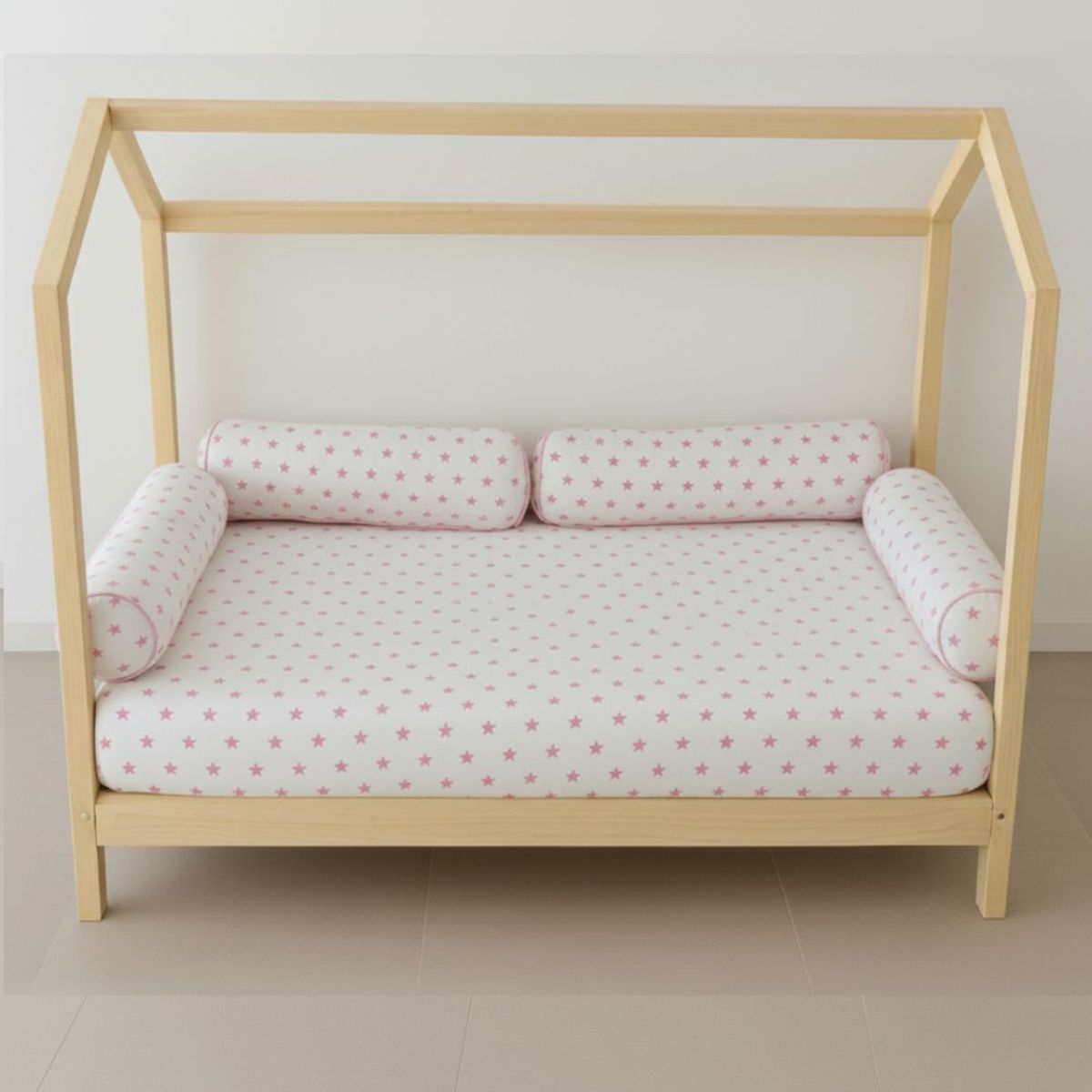 GENERICO - Bumpers Protectores Tubulares cama cuna Montessori 1.5 plazas - Estrellitas - Diseño 6 Piezas