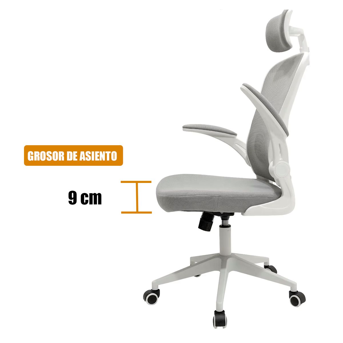 GENERICO - Silla EJECUTIVA con REPOSA CUELLO Y SOPORTE LUMBAR GRIS