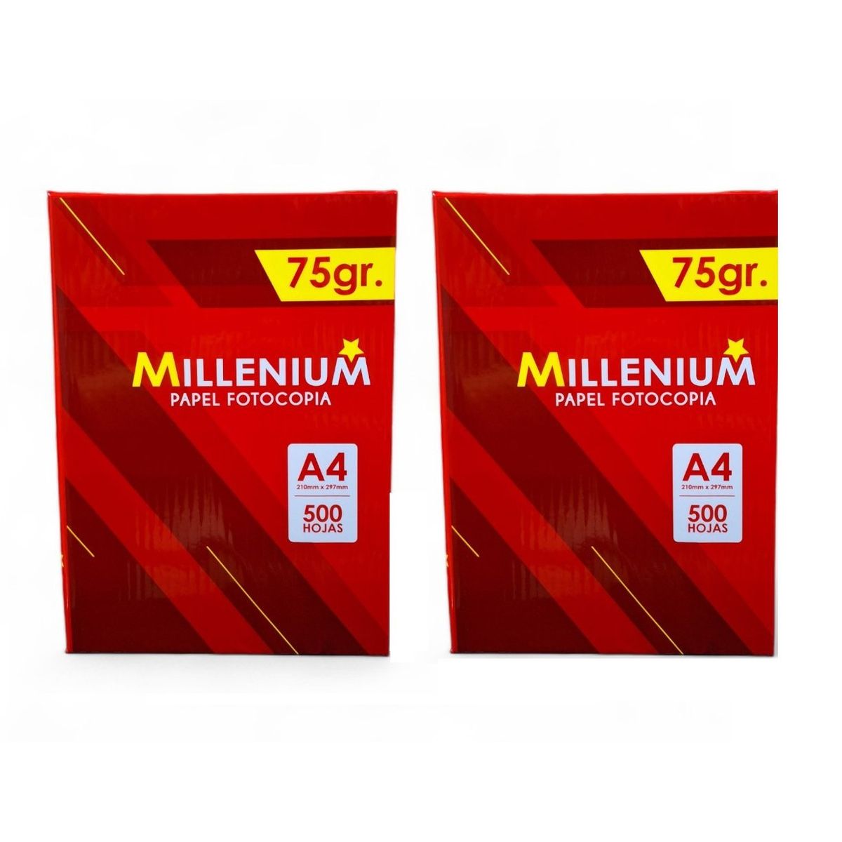 MILLENIUM - 2 Papel Bond A4 75gr Paquete 500 hojas Útiles De Oficina - Millenium