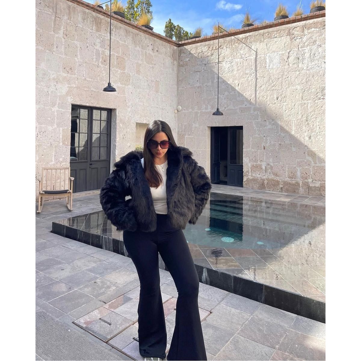 Ama Outfitters - FAUX FUR NKD COAT CROPPED