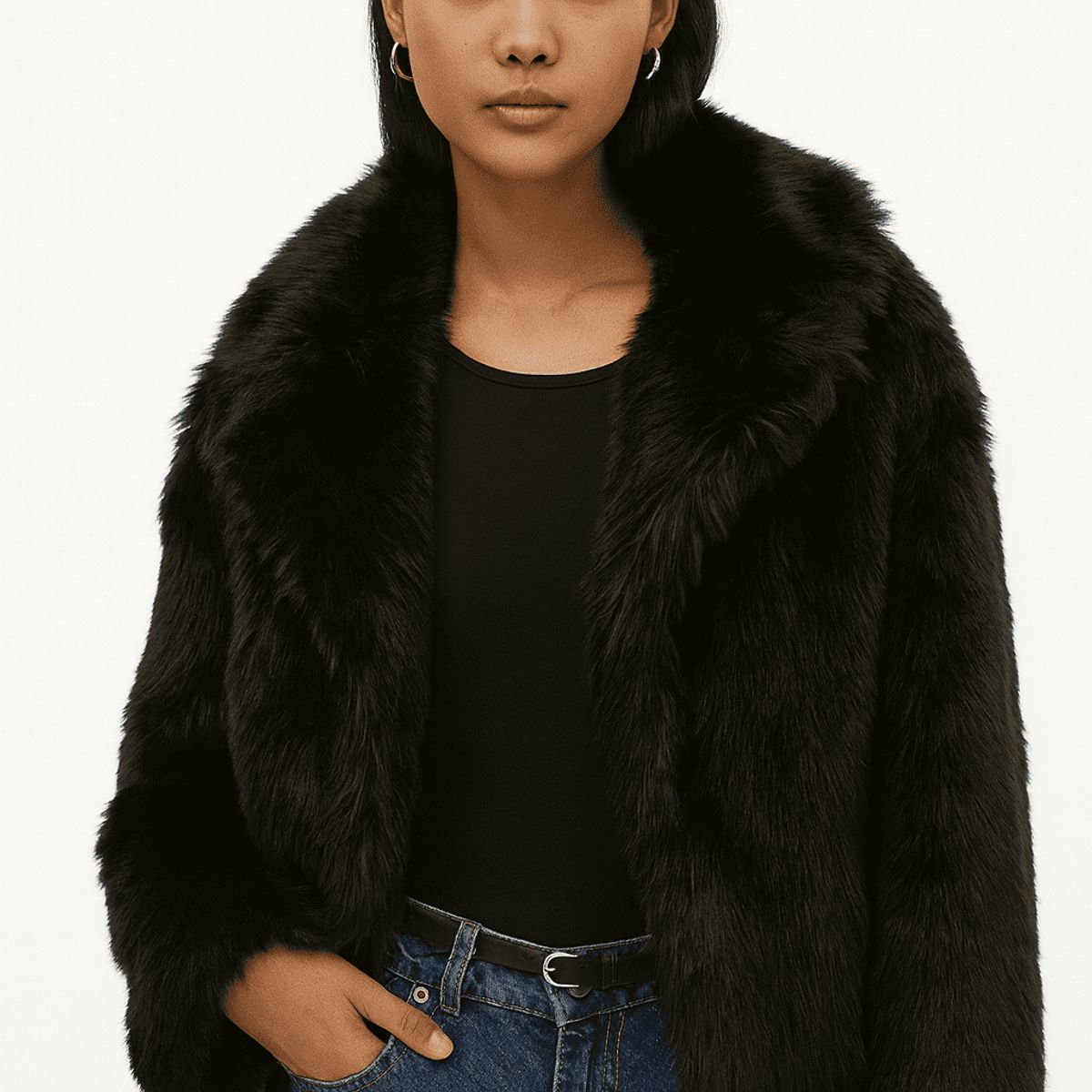Ama Outfitters - FAUX FUR NKD COAT CROPPED