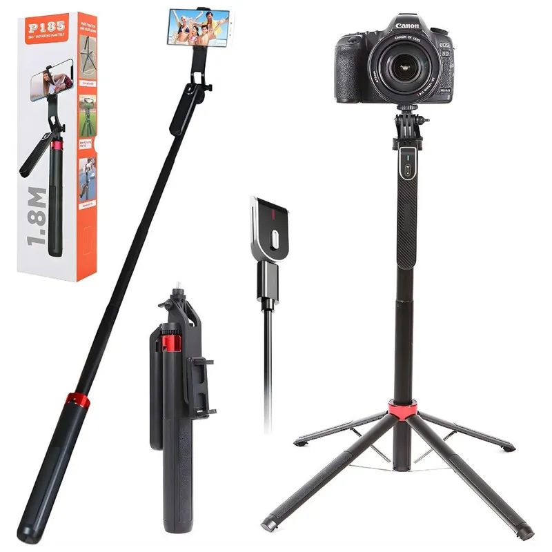 GENERICO - Estabilizador Trípode para Celular Cámara Profesional Selfie Stick P185 180cm