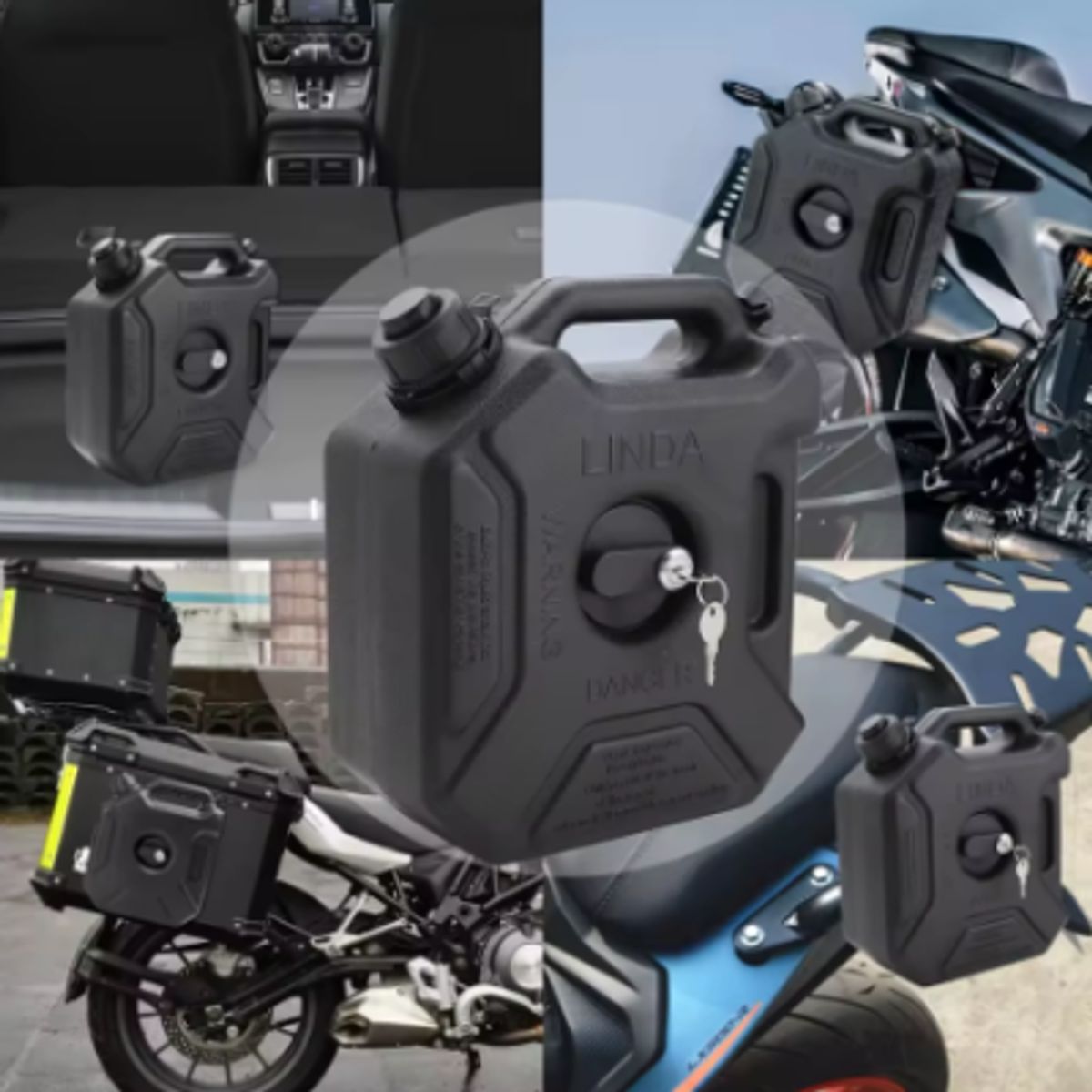 GENERICO - TANQUE/GALONERA PORTÁTIL PARA GASOLINA 5 L- NEGRO