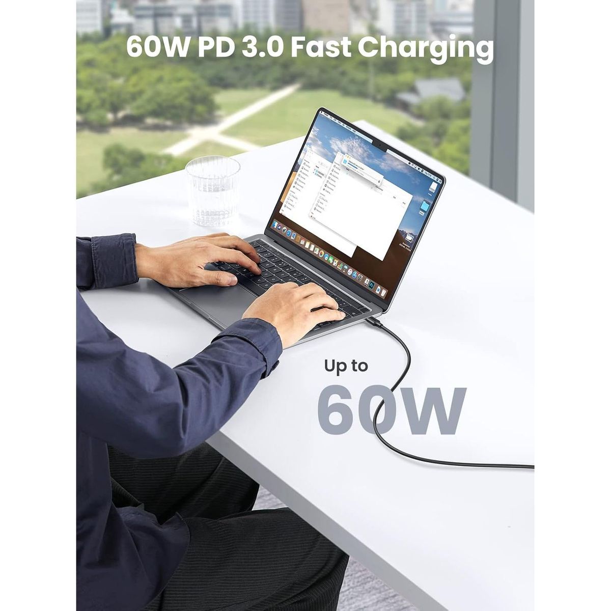 UGREEN - Ugreen Cable de Carga Rápida USB-C a USB-C 60W 2m US286 - 10306