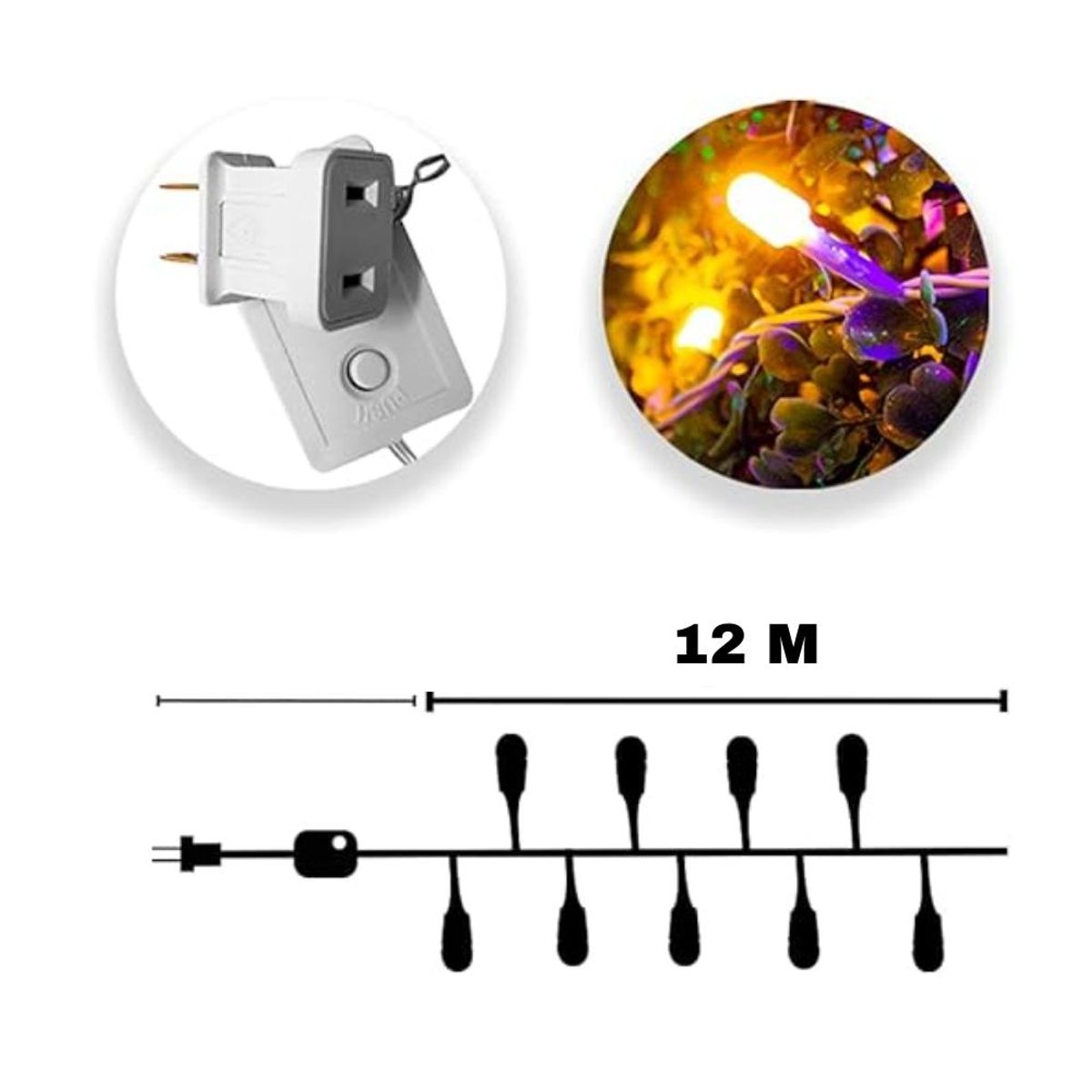 GENERICO - LUCES MULTICOLOR NAVIDAD 10 METROS 100 FOCOS