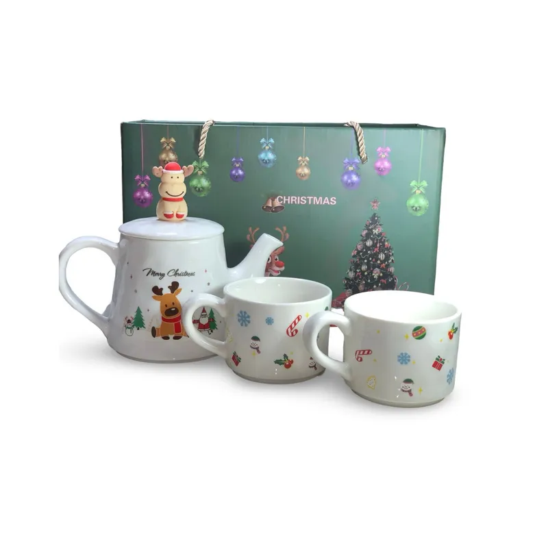 GENERICO - SET DE TÉ DE CERAMICA CON TEMATICA  NAVIDEÑA PREMIUM