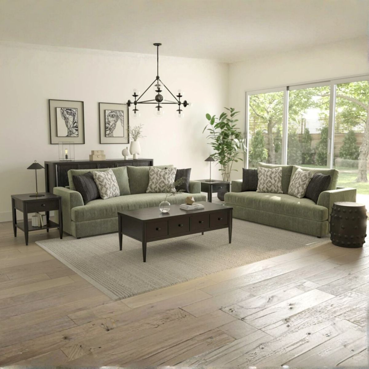 GENERICO - Juego de Sala Cyber 3-2 en Tela Antifluido Color Verde