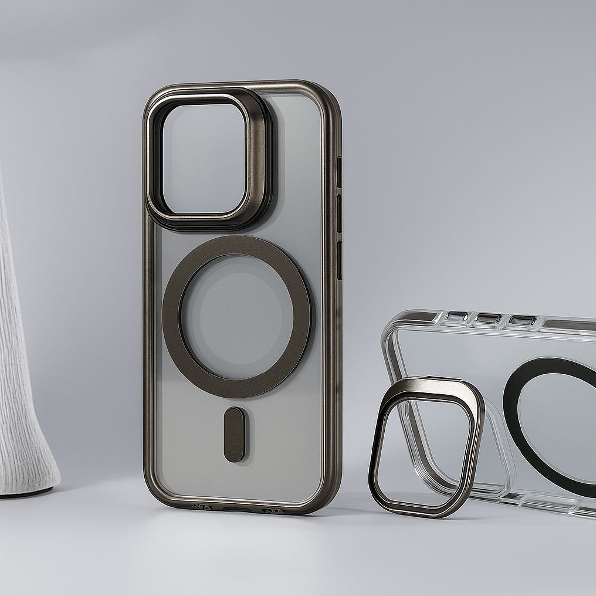 ORIGINS - Case Para Iphone 15 Pro Anticaidas con Soporte Soporte de lente