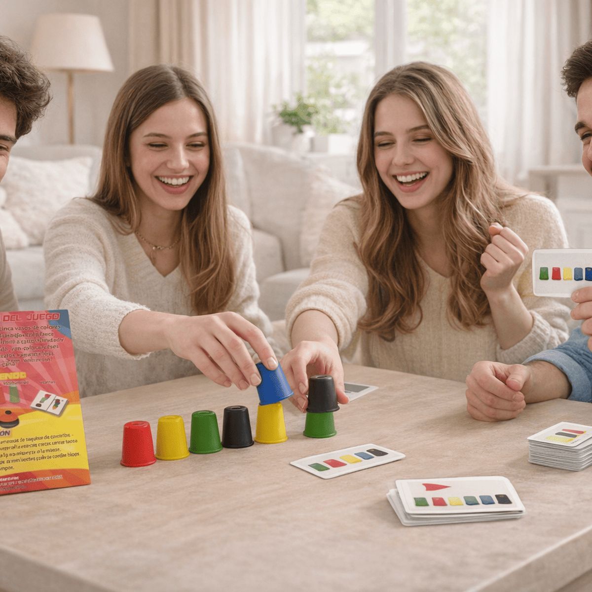 GENERICO - Juego de Mesa de Vasos cartas Juego de Velocidad y Coordinación para Familia y Amigos