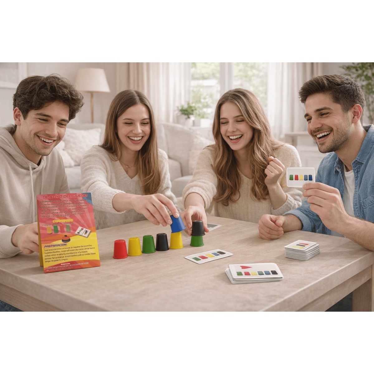 GENERICO - Juego de Mesa de Vasos cartas Juego de Velocidad y Coordinación para Familia y Amigos