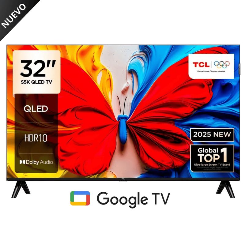 TCL - Televisor TCL 32'' QLED Full HD Smart TV 32S5K Google TV 2025