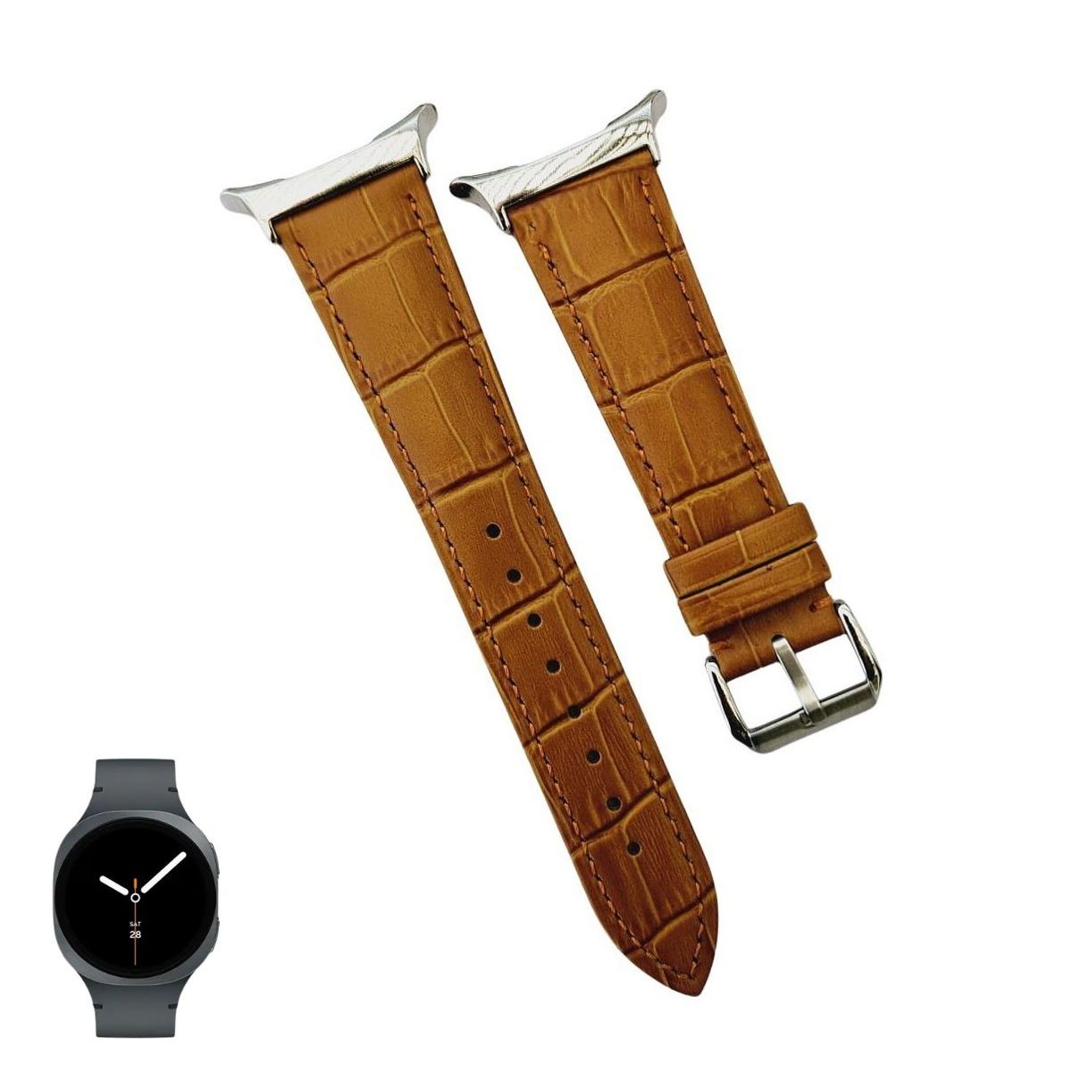 GENERICO - Correa Cuero Classic para SAMSUNG WATCH 8 - 8 CLASSIC - Camello