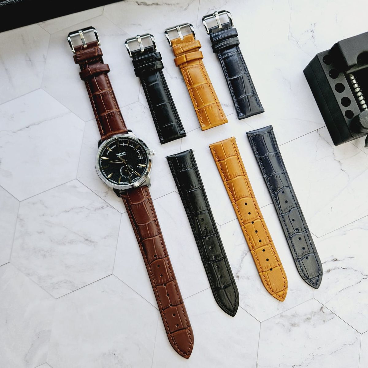 GENERICO - Correa Cuero Classic de 22mm para Reloj Universal - Marron