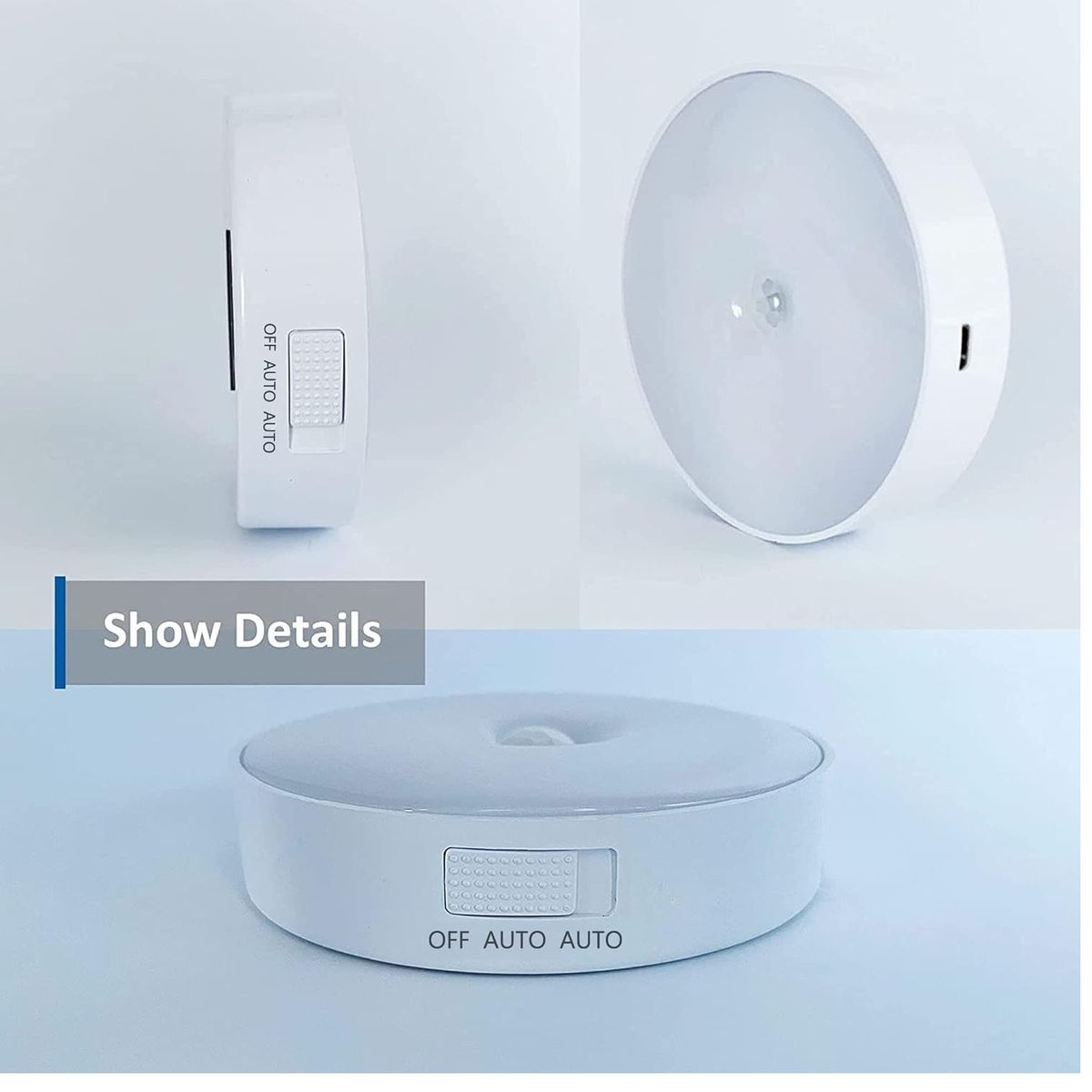 GENERICO - Luces con Sensor de Movimiento Recargable por USB Con Imán 3PCS