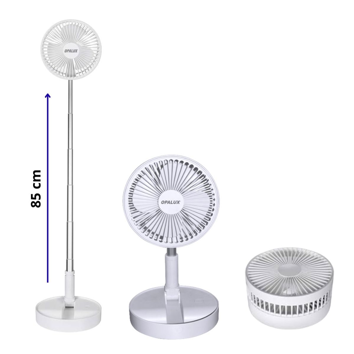 OPALUX - Ventilador Plegable Extensible 84 cm Recargable Con Power Bank Opalux OP-TF4-STK