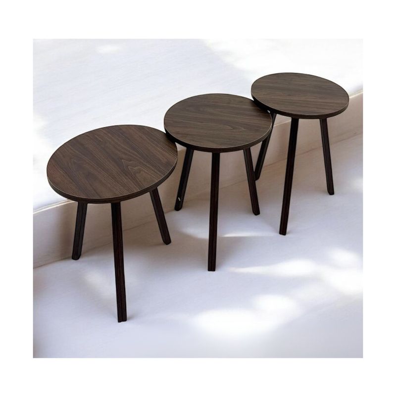 EVERSO - Juego de 3 Mesas Auxiliares Modernas de Madera y Metal