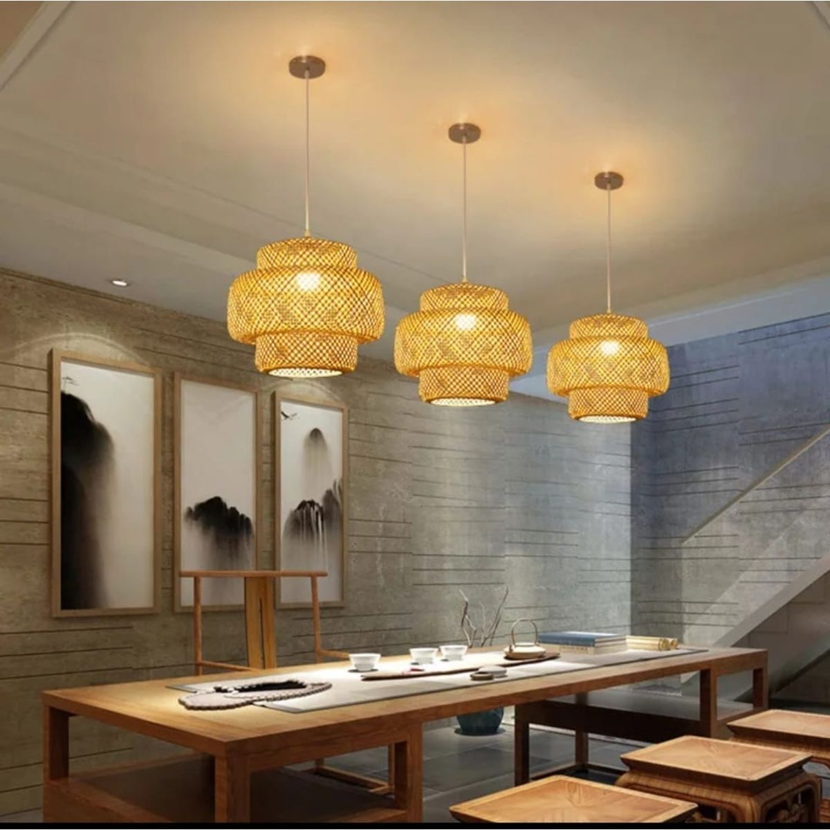 GENERICO - Lámpara colgante Bamboo plus 1 luz marrón