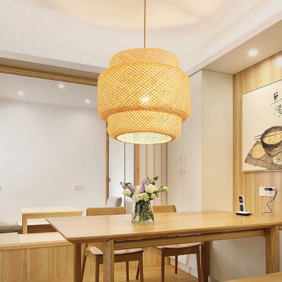 GENERICO - Lámpara colgante Bamboo plus 1 luz marrón