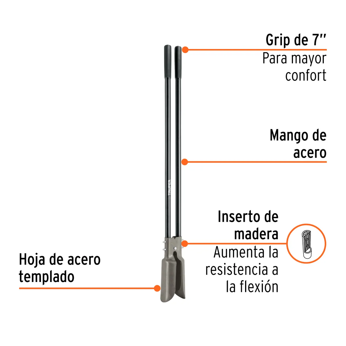TRUPER - Cavador mangos de acero 45 Truper