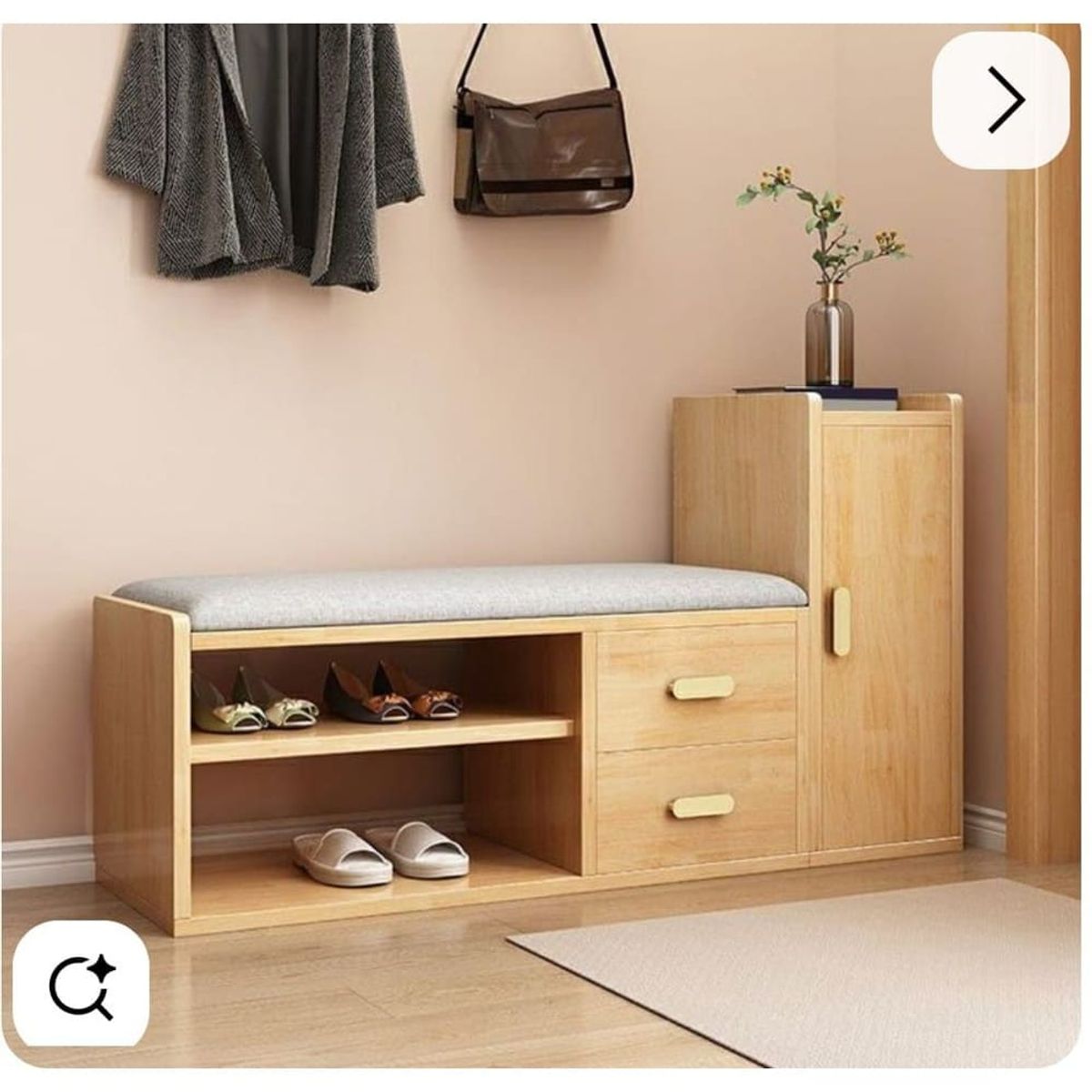 TU MESITA - Zapatera con Asiento Acolchonado Nova Color Haya TU MESITA