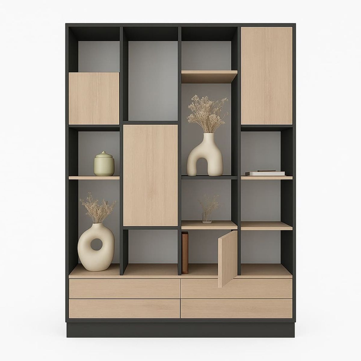 TU MESITA - Librero Moderno Garden Color SonomaNegro TU MESITA