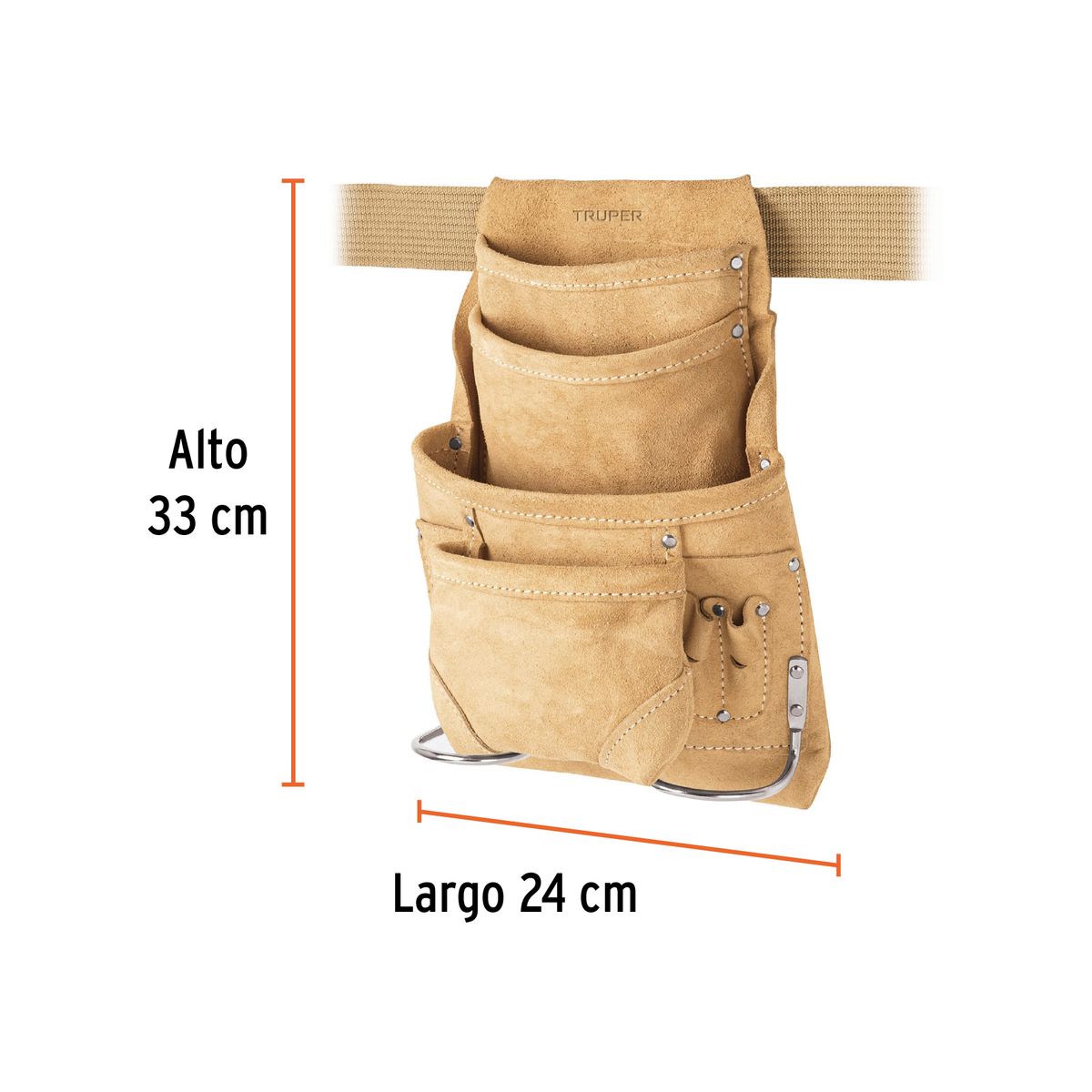 TRUPER - Porta herramientas de carnaza con 12 compartimentos, Truper