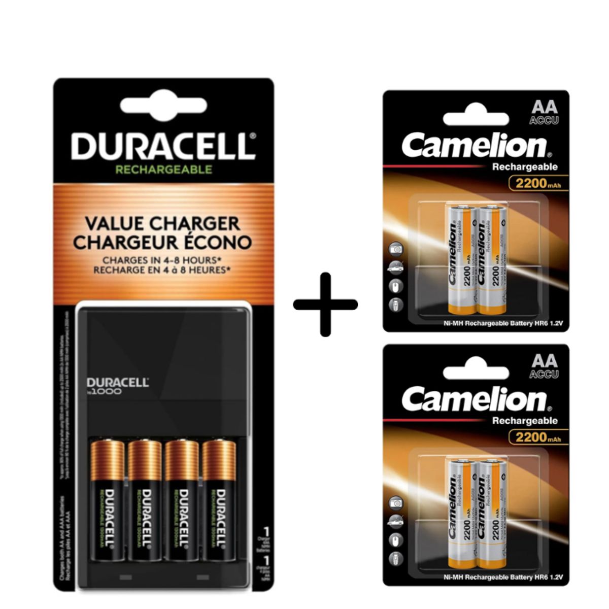 DURACELL - CARGADOR DURACELL HIGH SPEED CON 4 PILAS AA + 2 BLISTER AA X 2 CAMELION