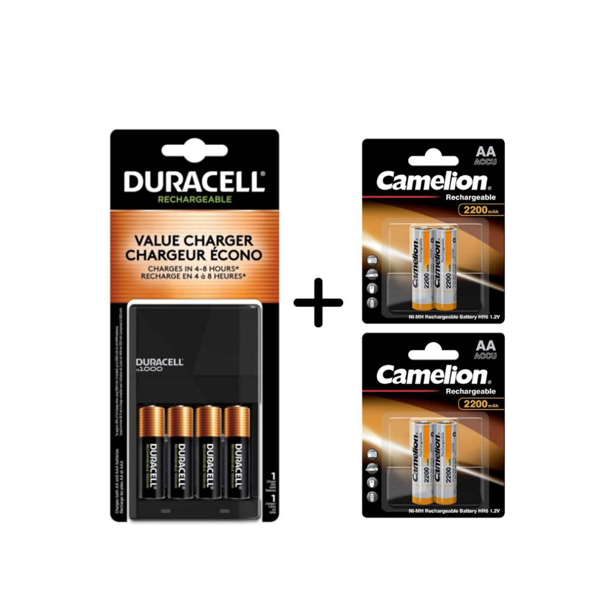 DURACELL - CARGADOR DURACELL HIGH SPEED CON 4 PILAS AA + 2 BLISTER AA X 2 CAMELION