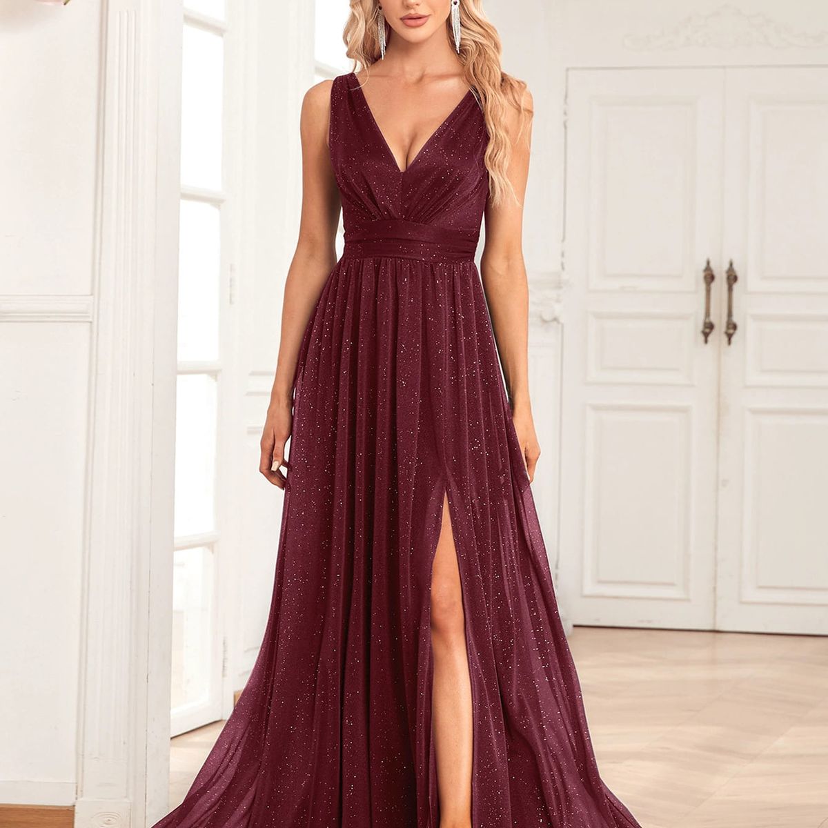 GENERICO - VESTIDO LARGO  CON BRILLOS