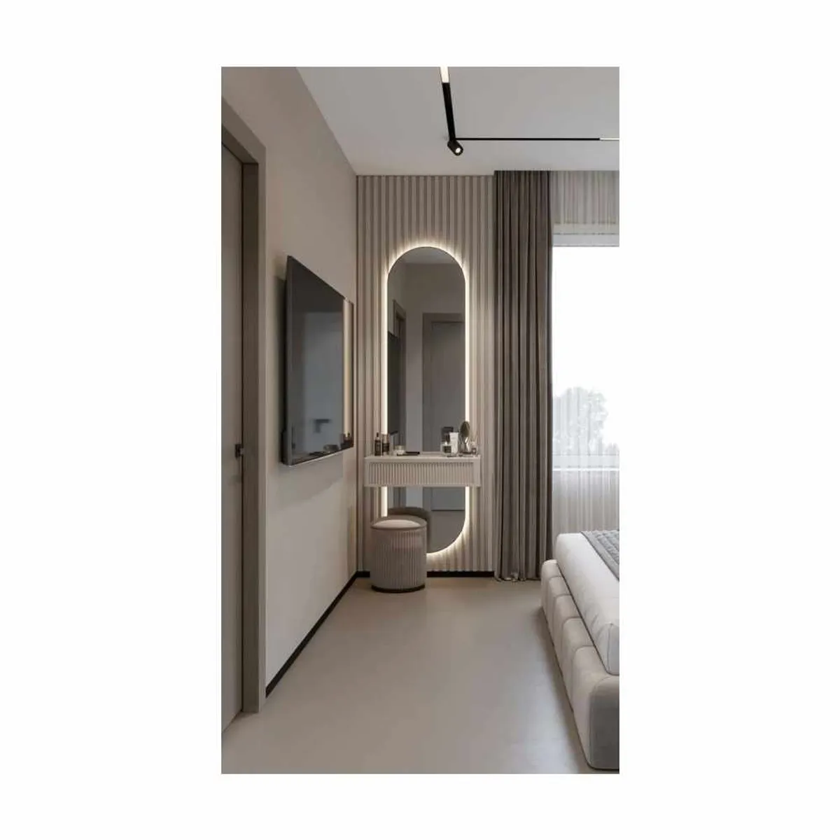 TU MESITA - Tocador Flotante Margarets con Espejo Led y Asiento Color Blanco TU MESITA