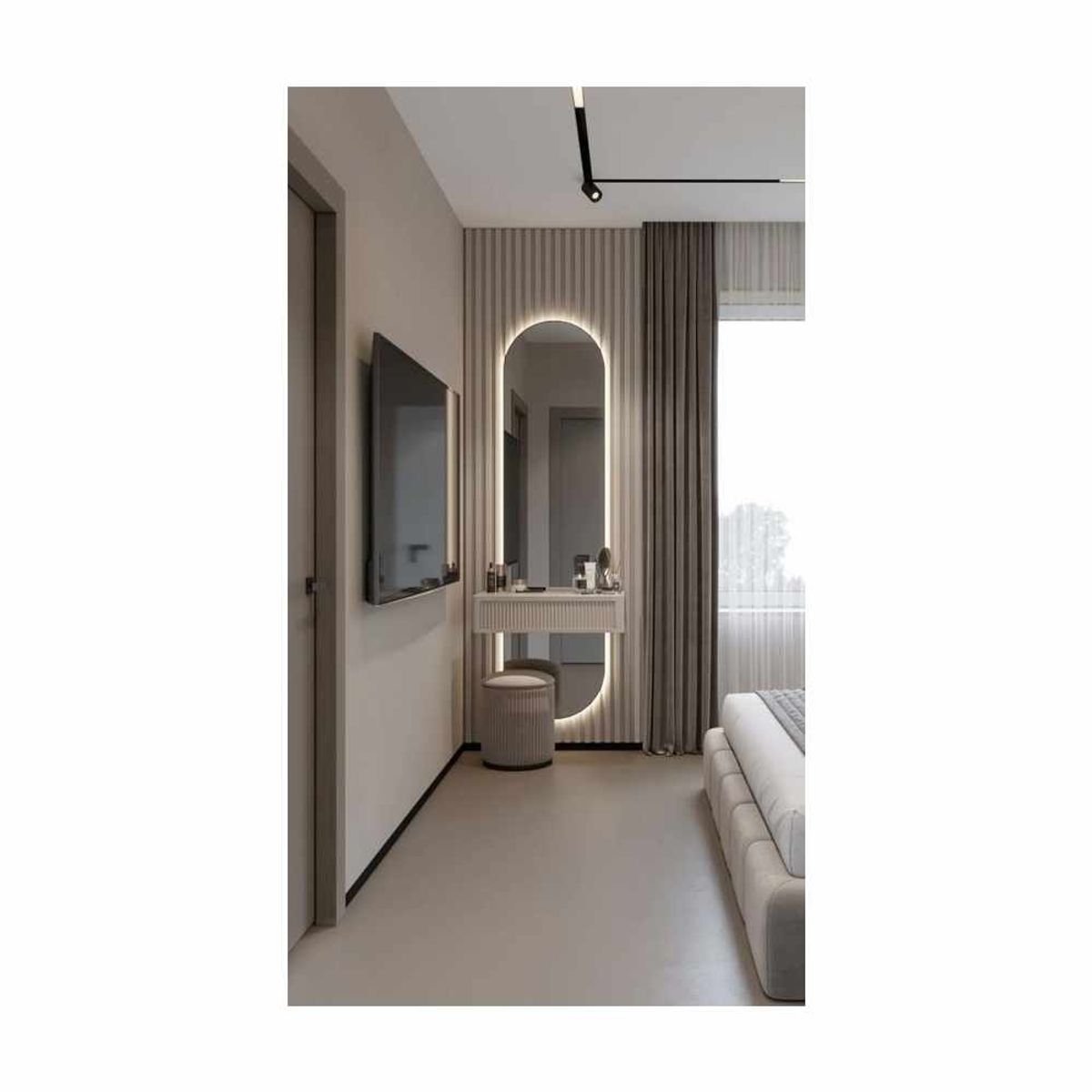 TU MESITA - Tocador Flotante Margarets con Espejo Led y Asiento Color Blanco TU MESITA