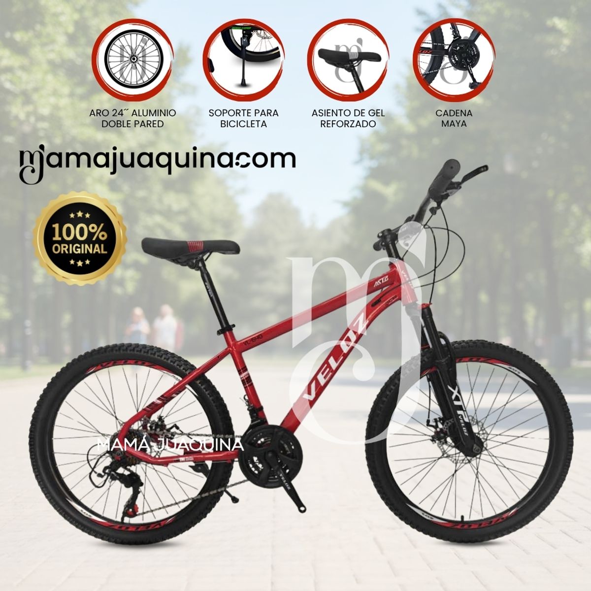 VELOX - Bicicleta Deportiva Aro 24 «TIRE URBAN» Edición Limitada Red