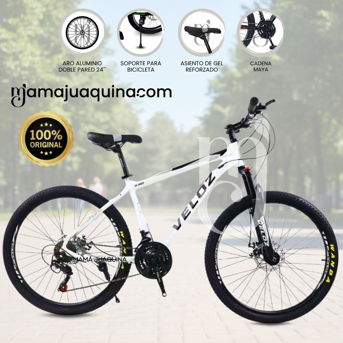 VELOX - Bicicleta Deportiva Aro 24 «TIRE URBAN» Edición Limitada White