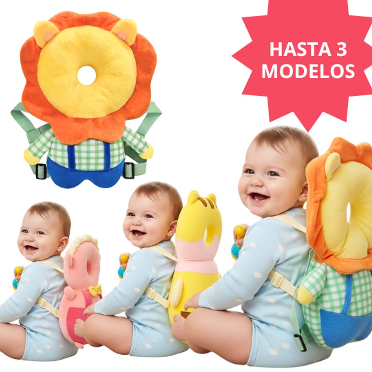 GENERICO - Mochila Tipo Almohada Protectora de Cabeza para Bebé Leon