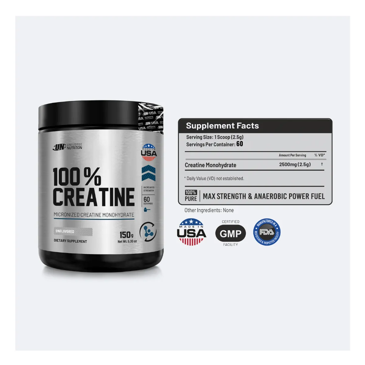 UNIVERSE NUTRITION - Creatina Universe nutrition 150 g - Creatina Monohidratada y Micronizada