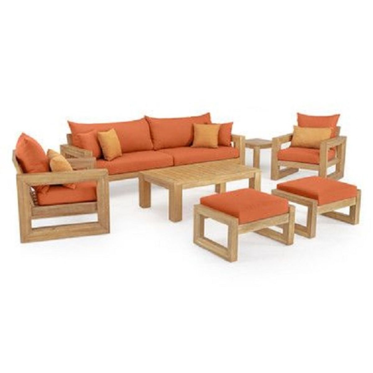 DMUEBLES - Sala terraza Mobiliari Ely XL 3-1-1 + 2 bancas + mesa centro naranja