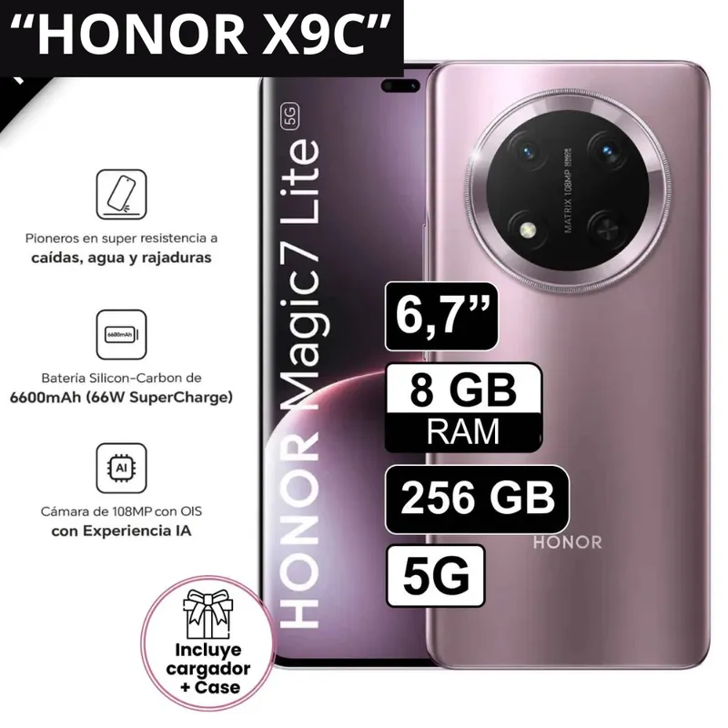 HONOR - Celular Honor X9C Smart 256GB 8GB RAM cámara principal 108MP + 16MP frontal 6,8 Pulg Morado