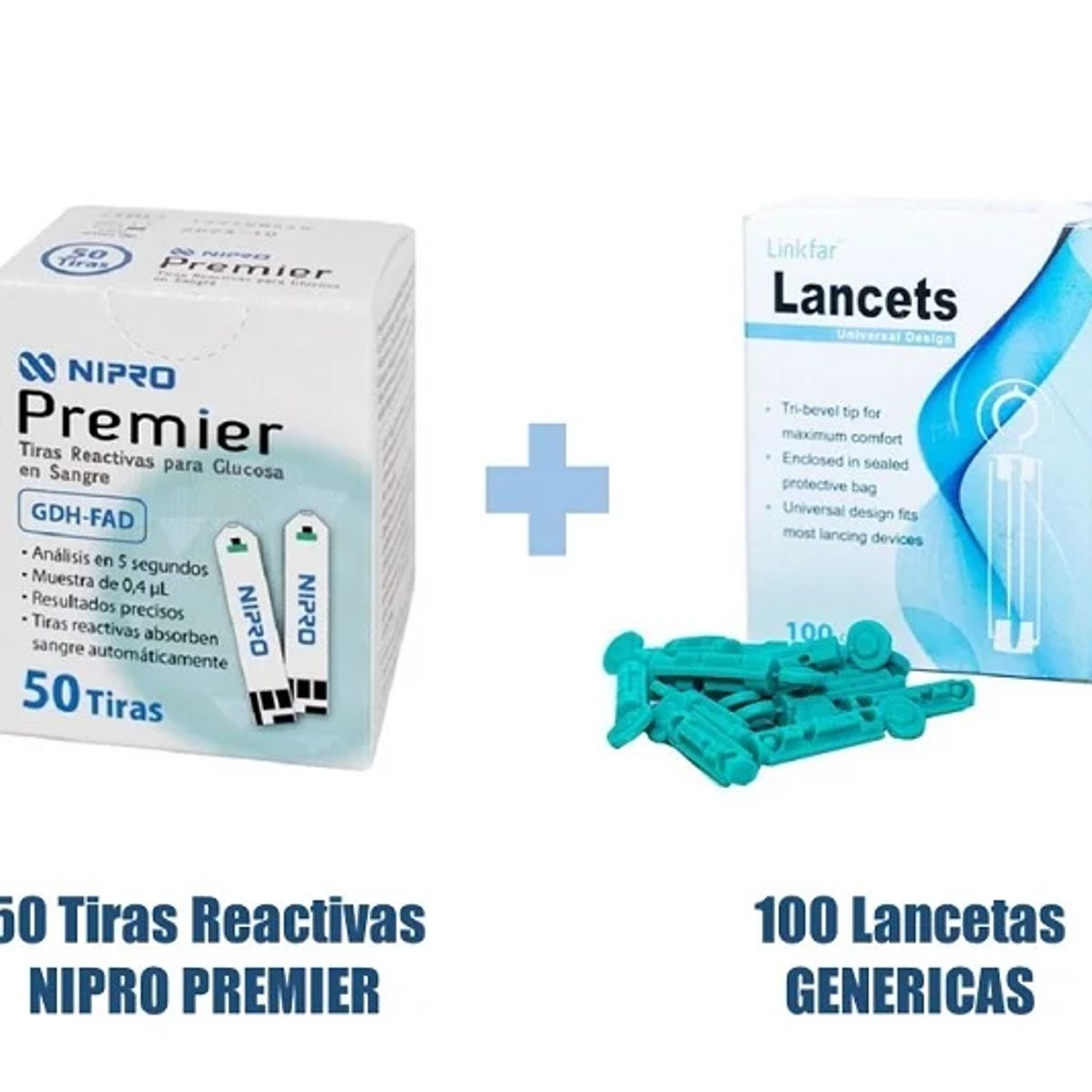 NIPRO - TIRAS REACTIVAS PREMIER CAJA X 50 UNIDADES MAS 100 LANCETAS