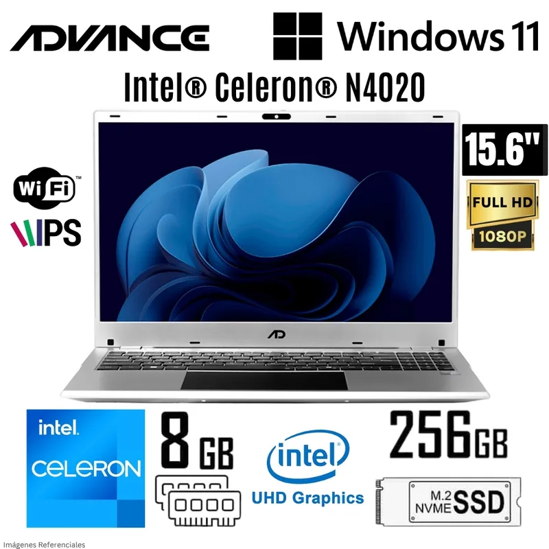 ADVANCE - Laptop Advance NV9854 Intel Celeron N4020 8GB RAM 256GB SSD 15.6"  FHD