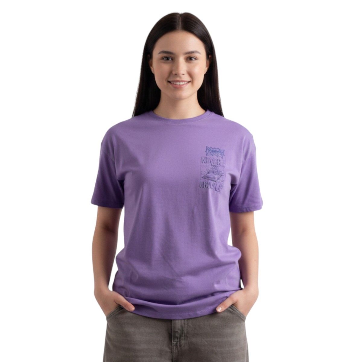 NICKELODEON - Polo Mujer  Nick 90S Manga Corta Oversize Algodón Lila