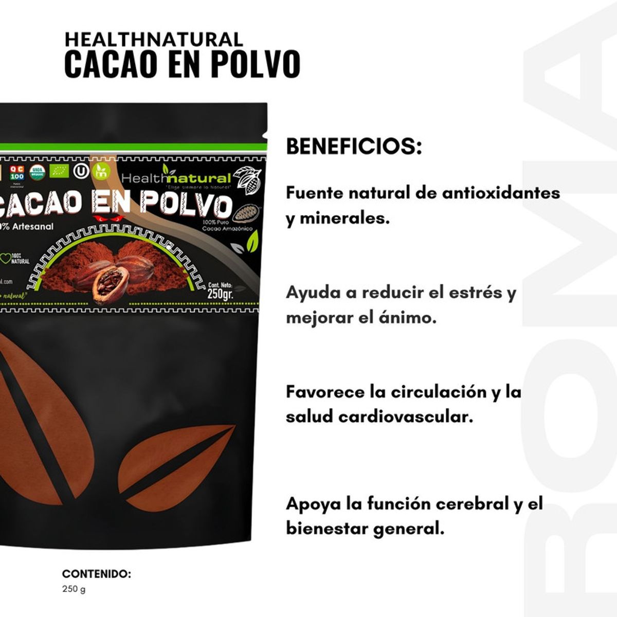 HEALTHNATURAL - CACAO EN POLVO 250G HEALTHNATURAL
