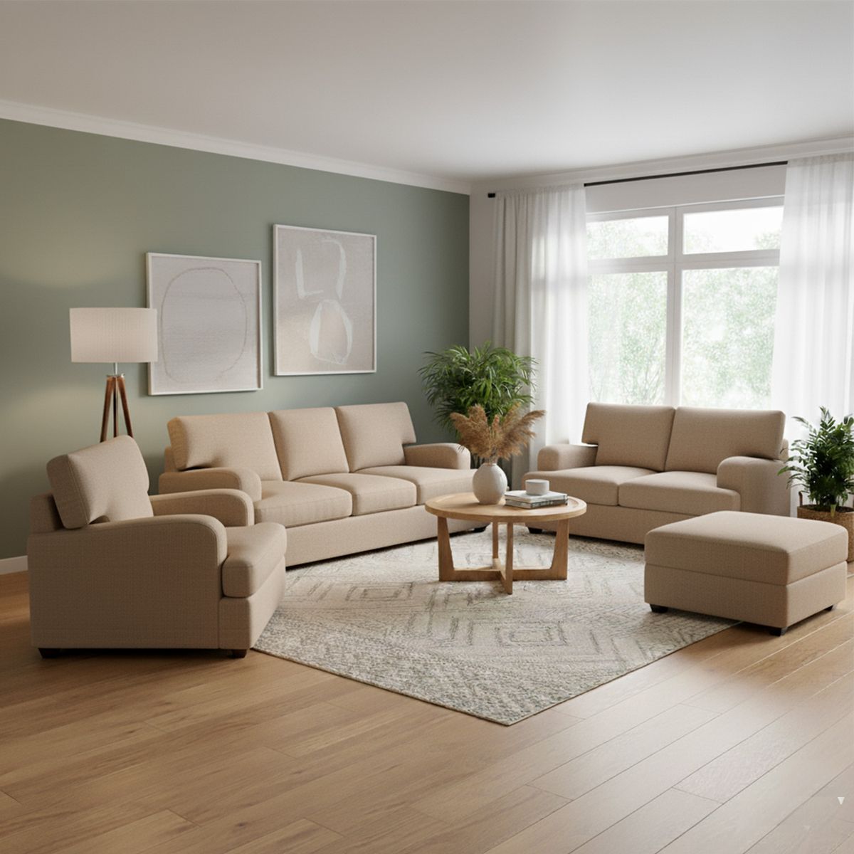 AMBIHOME - Juego de sala Mara Ambienta Home 3-2-1 + banqueta de regalo